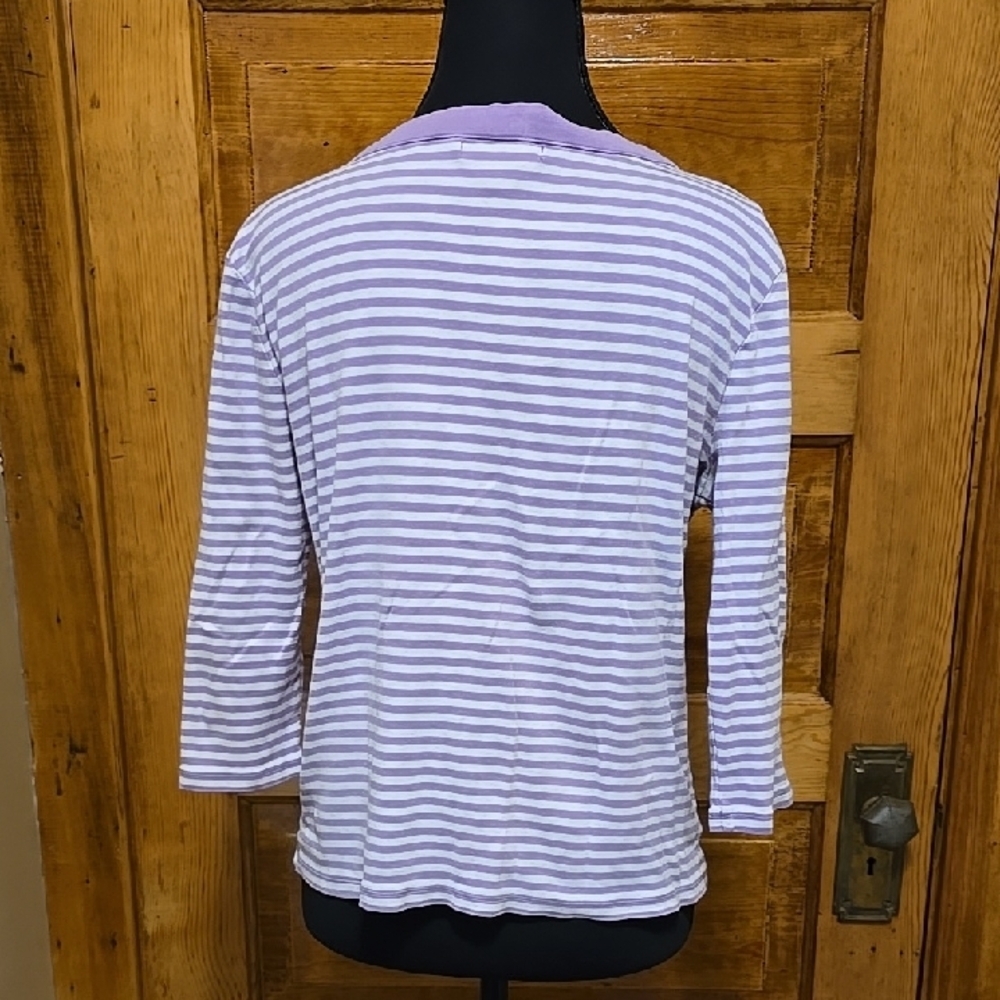 Chaps Fitted Purple Blouse with 3/4 Sleeves L - Picture 4 of 4